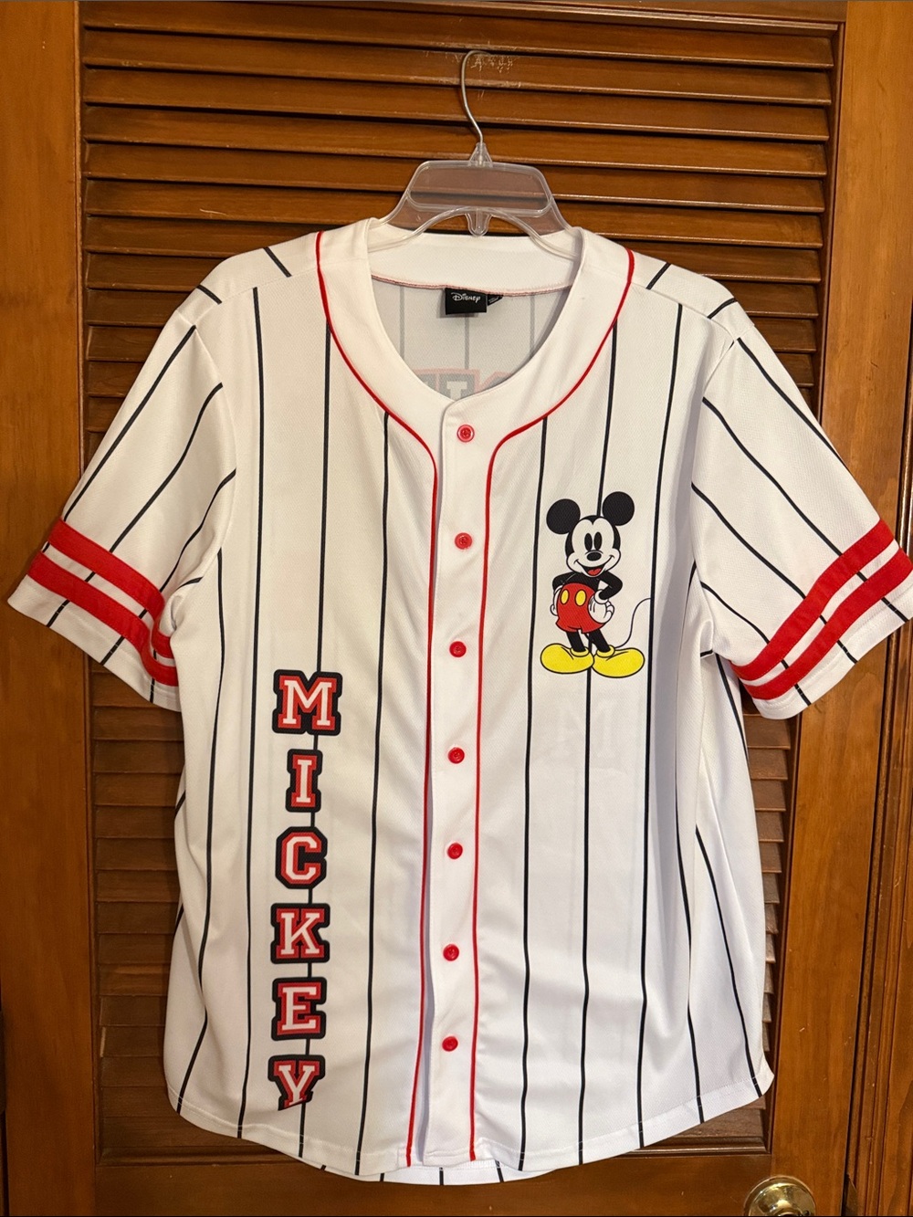 Disney White Pinstripe Mickey Baseball Jersey